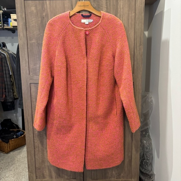 Boden 10R Pink Sienna Herringbone Wool Blend Coat - Picture 1 of 13